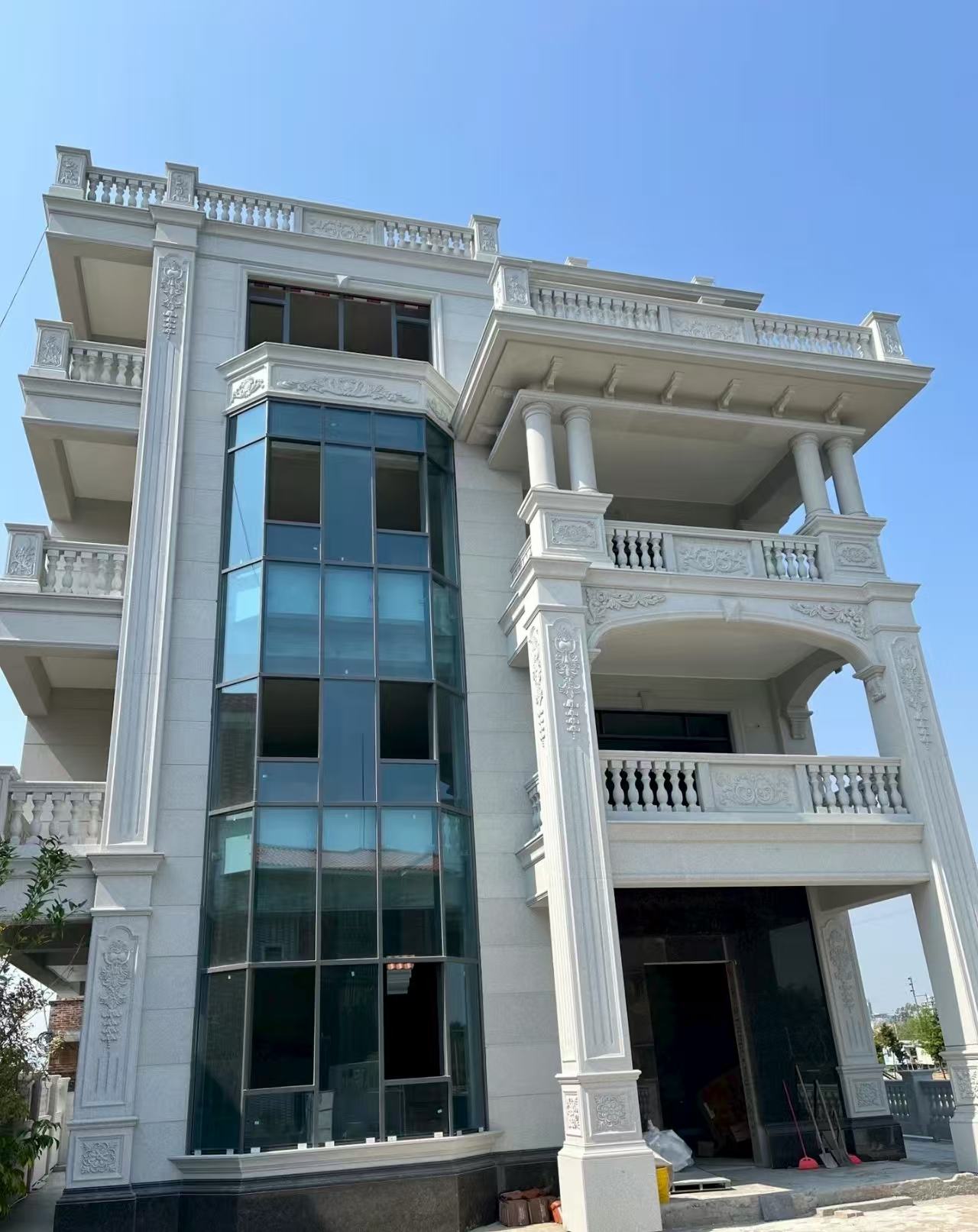 孝感 芝麻白花岗岩别墅外墙干挂效果展示